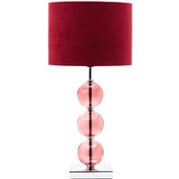 Mistro Burgundy Suede Effect Shade Table Lamp - Red