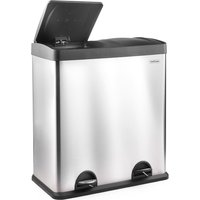Stainless Steel Recycling Pedal Bin with 2 Compartments - Silver
