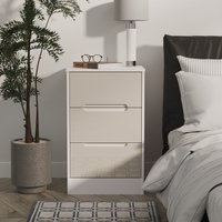 Monaco Ready Assembled 3 Drawer Bedside Cabinet - Kashmir Gloss & White Matt