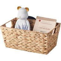 Eden & Willow Water Hyacinth Woven Storage Basket with Handles - Brown / 15.5cm