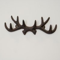 Black Cast Iron Antler Coat Hook - Brown