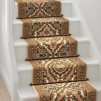 Bravich LTD Texas Medallion Traditional Hallway Runner Rug Non Slip Low Pile in Beige | Size: 60 cm x 450 cm