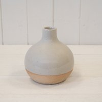 Taupe Ceramic Glazed Vase with Unglazed Design - Taupe