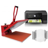 10 Sublimation Face Masks, Clam 38cm Heat Press and Eco Tank Printer - Black
