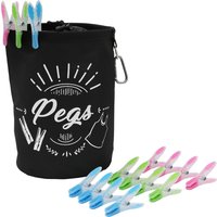 Large Peg Bag with 144 Prism Soft Touch Leaf Design Pegs - Black