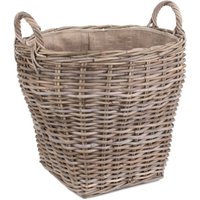 Amphora Rattan Log Basket with Hessian Lining - Brown