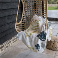 Gold Glitter Navy Leaves Blanket - Blue