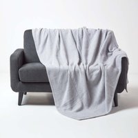 Homescapes Cotton Halden Chevron Throw - Grey / 200cm