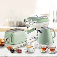 Vintage Green 1.7L Kettle, 2 Slice Toaster and Espresso Machine - Green