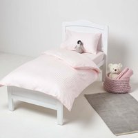 Satin Striped Egyptian Cotton Cot Bed Duvet Cover Set with Pillowcase 330 TC - Pink