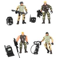 Military Soldier Figures 4pc Toy Soldier Figure Special Force Army Combat - multicolour