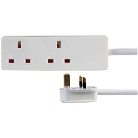 Power Extension Lead 2 Way Gang 1M - White Power Extension Lead 2 Way Gang 1M - White