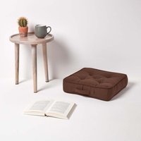 Homescapes Rajput Ribbed Cotton Floor Cushion - Chocolate