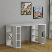 Colmar Modern Desk With Bookshelf Legs - White