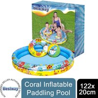 Inflatable Water Friends Kids Paddling Pool with Repair Patch - Coral