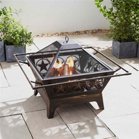 Star Outdoor Fireplace with Mesh Lid - Black