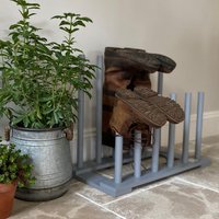 Wooden Welly Boot Rack Organiser - Grey / Boot Rack Organiser
