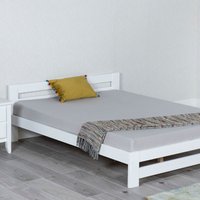 Solid Pine Wood Xiamen Bed Frame - White / Double