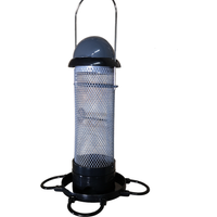 Roll Top Wild Bird Hanging Plastic Sunflower Heart Seed Feeder - Black and Grey