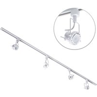 2m Track Light Kit with Greenwich Spotlight Heads and LED Bulbs - White / 4