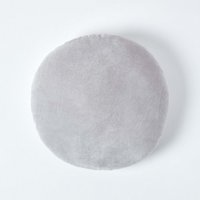 Velvet Round Cushion - Light Grey