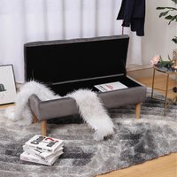 Velvet Ottoman Storage Bench - Grey