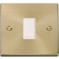 Satin Brushed Brass 10A 1 Gang Intermediate Light Switch - White