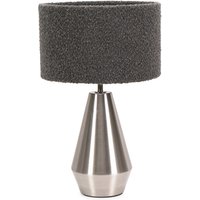 Jax Brushed Chrome Dimmable Touch Table Lamp with Velvet Drum Shade - Silver
