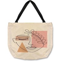 Minimal line drawing of womans face Designer Tote bag - White