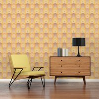 Stylish Retro Flowers Wallpaper - Yellow, Orange