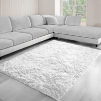 Thick Soft Shaggy Plain High Pile Dream Area Rug - White / 160x230
