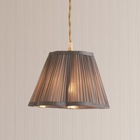 Loralei Small Pleated Dark Faux Silk Scallop Lamp Shade with LED Bulb - Grey