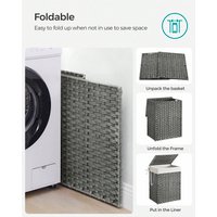 SONGMICS Synthetic Rattan 90L Laundry Basket - Grey