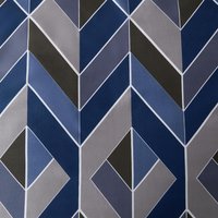 Geo Chevron Duvet Cover Set - Navy Blue/Beige / Double