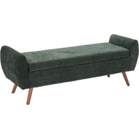 Chenille Upholstered Storage Bench with Armrests - green