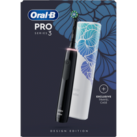 Oral-B Pro 3 3500 Black Electric Toothbrush with Floral Art Travel Case - Black