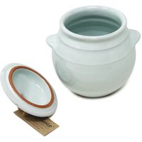 Set of 3 Rustic Pastel Fully Dipped Ceramic Storage Jars - Pale Green