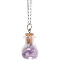 Amethyst Crystal Chip Potion Bottle Necklace - Purple
