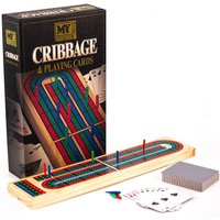 Traditional Cribbage Board Game Folding Family Tracks Pegs - Black