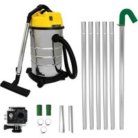 Gutter Cleaning System 30L Industrial Wet Dry Vacuum Kit with Camera - Silver