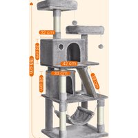 Cat Tree, Cat Condo with 2 Cat Caves, 155 cm, Light Grey - Grey