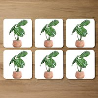 Monstera Coaster Set - Green