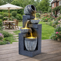Darphe Outdoor Solar Powered Garden Water Fountain with Lights - Grey