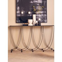 Trento Console Table With Black Glass Top - Black