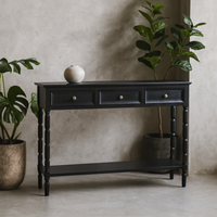 Ploumanach 3 Drawer Wooden Console with Lower Shelf - Black