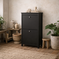 Gossmere Shoe Cabinet Matt 2 Door Freestanding - Black