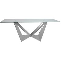 Carlox Tempered Glass Dining Table with Chrome Legs - Silver