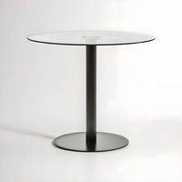 Metropolitan Round Glass and Matt Black Dining Table - Black
