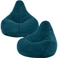 Dalton Cord Adult Bean Bag Chair, Set of 2 - Teal