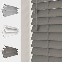 Faux Wood String Venetian Blinds 50mm Slats - Dark Grey / 160cm / 210cm